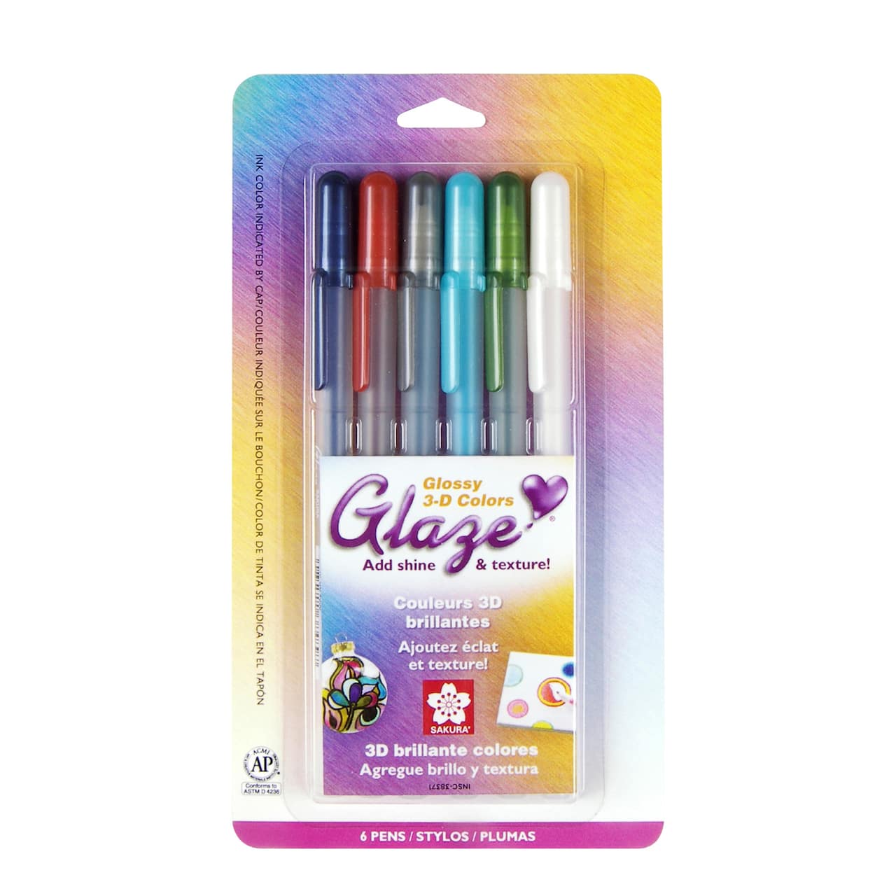 Sakura&#xAE; Glaze 3D Ink Gel Pen 6 Color Set